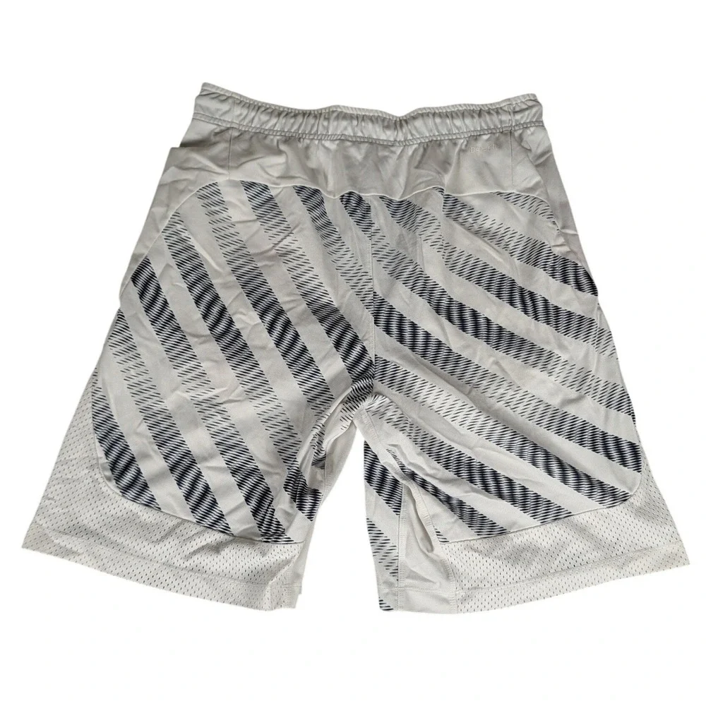 Nike Dri-FIT Basketball Shorts White Navy Diagonal Stripes Mens Athletic Gym